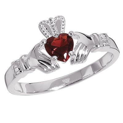 Ladies' Sterling Silver Birthstone Claddagh Ring