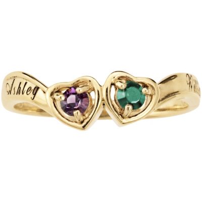 18K Gold Over Silver Birthstone Couples Ring