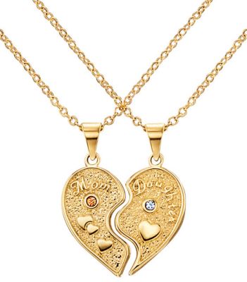 14K Gold Mom & Daughter Birthstone Pendant