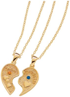 14K Gold Mom & Daughter Birthstone Pendant