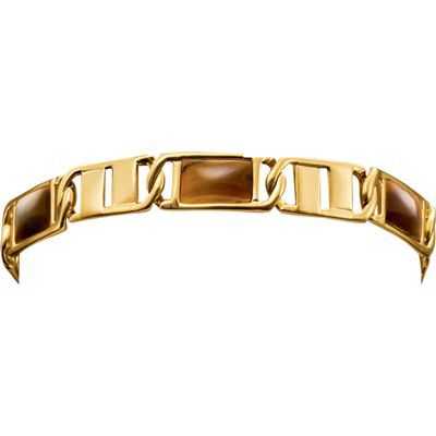 Mens 18K Gold Over Silver Tiger Eye Bracelet