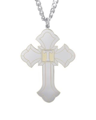 Men's Sterling Silver Initial Cross Pendant