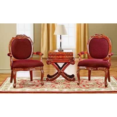 Pair Red/Gold Carved Chairs