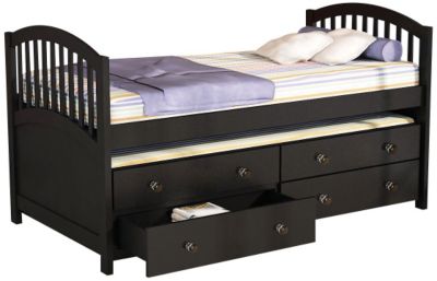 Linon Trundle Captain' s Bed with Drawers - Black