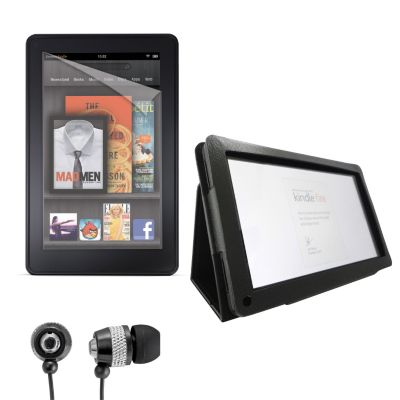 Kindle Fire w/Case, Headphones & Screen Protectors