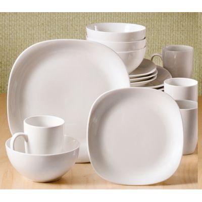 Thomson Pottery White Quadro 32pc Dinnerware Set