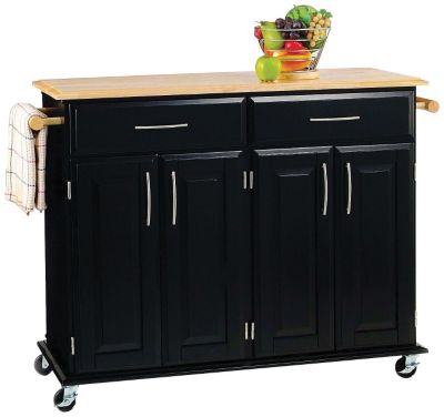 Black and Natural Kitchen Island Cart