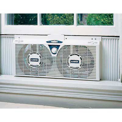 Lasko Reversible Twin Window Fan w/Therm
