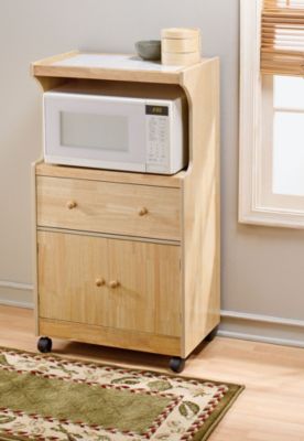Nat/Wht Microwave Cart Tiletop