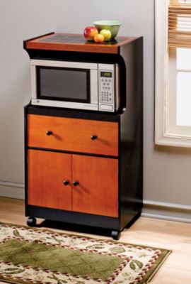 Blk/Cherry Microwave Cart Tltp