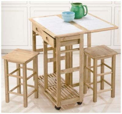 Stowaway Table+Stools Nat/White