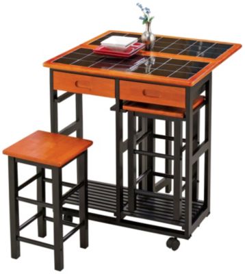 Stowaway Table+ Stools Blk/Ch TT
