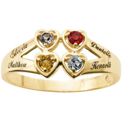 10K Family Birthstone Heart Ring