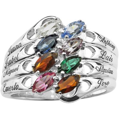 Ladies' Sterling Silver Birthstone Family Ring