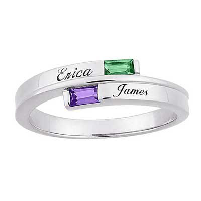 Sterling Silver Birthstone Couples Ring