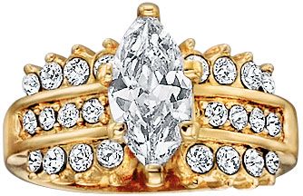 Goldtone 5 Piece Color CZ Ring Set