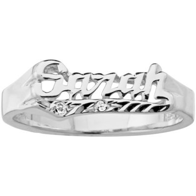 Silver Script Name Ring