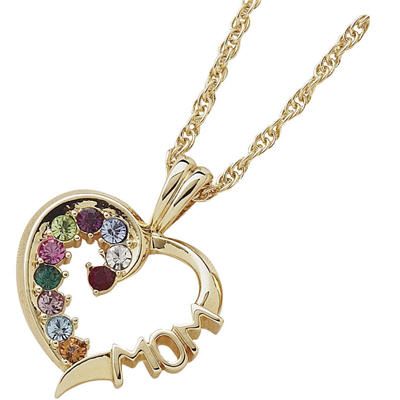 Goldtone Birthstone MOM Pendant