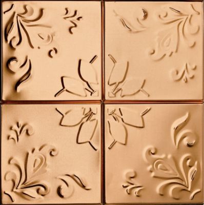 Embossed Copper Metal Wall Tiles/Set of 16 Copper Tile Set 16 Embossed