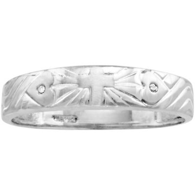 Men's 10K White Gold Diamond Accent Wedding Band