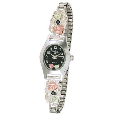 save on GettingtonLadies Black Hills Gold Sterling Round Onyx Watch