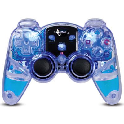 PS2 Blue Lava Glow Wireless Controller