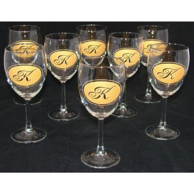 Royal 8 Piece Monogrammed Wine Goblet Set