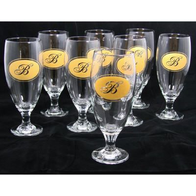 Royal Monogrammed Pilsner Glasses/Set of 8
