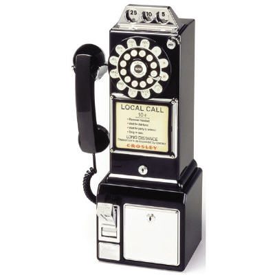 Crosley Corded 1950s Pay Phone Black
