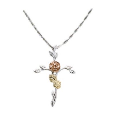 Sterling Silver and Black Hills Gold Cross Pendant