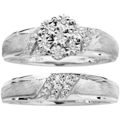 10K White Gold 1/10 CT. T.W. Diamond Bridal Set