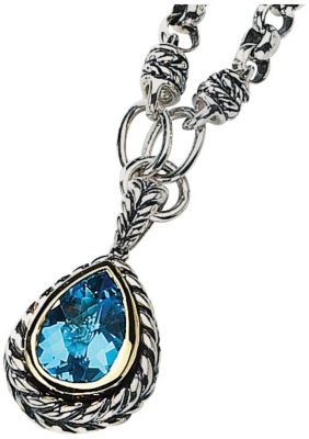 Sterling Silver PearShaped Blue Topaz Necklace