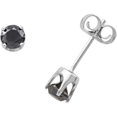 Aretes de oro blanco de 10Q c/ diamantes redondos negros