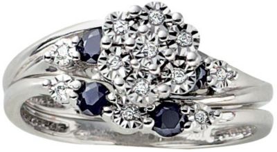 10K White Gold Sapphire Bridal Set