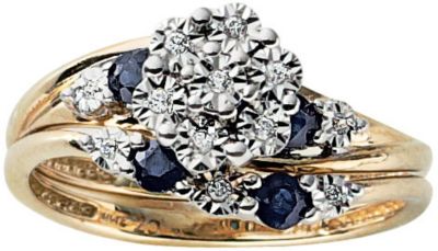 10K Gold Blue Sapphire Bridal Set