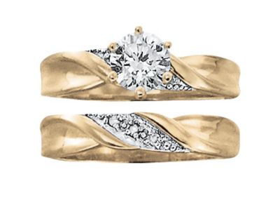18K Gold Over Silver CZ Bridal Set
