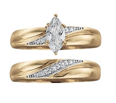 18K Gold Over Silver Swirl CZ Bridal Set