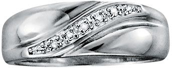 Men's Sterling Silver Diamond Accent Wedding Band