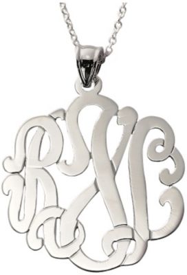 Sterling Silver Large Script Monogram Pendant