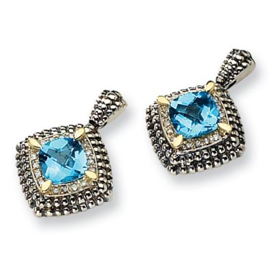 Sterling Silver Blue Topaz Drop Earrings