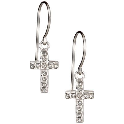 Diamond Accent Cross Dangle Earrings