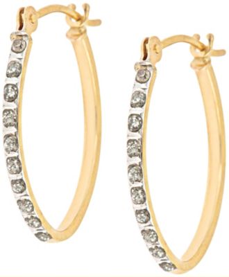 14K Gold Diamond Fascination&trade; Oval Hoops