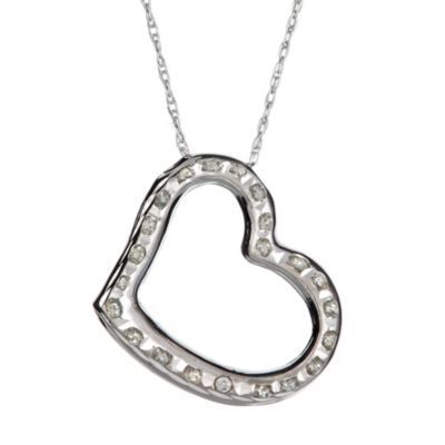 14K Diamond Fascination Floating Heart Necklace
