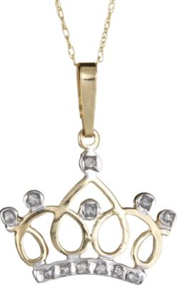 14K Gold Diamond Fascination Crown Necklace