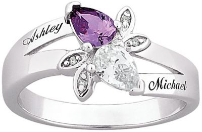 Couples' Birthstones and Diamond-Accent Ring