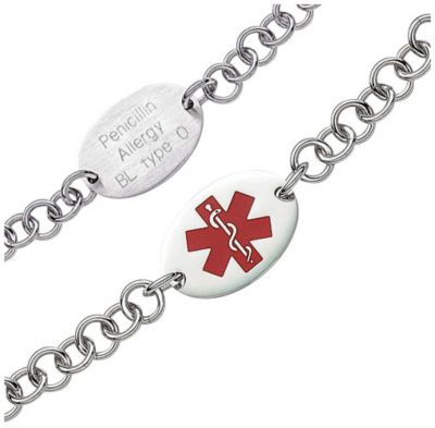 Ladies' Personalized Oval Medical Bracelet