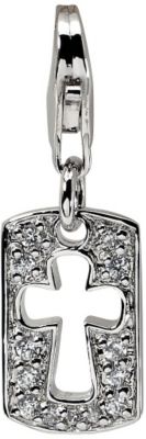 Sterling Silver Rectangular CZ Faith Charm