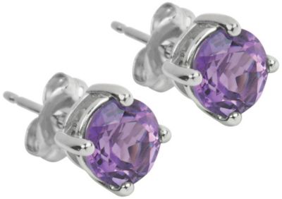 Sterling Silver Round Amethyst Earrings