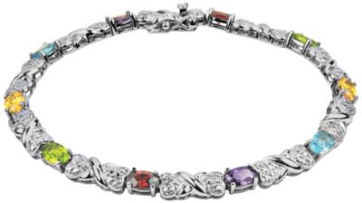 Silver Multi-Stone and Diamond Accent Bracelet