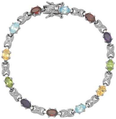 Genuine Multi-stones & Diamond Accent Bracelet